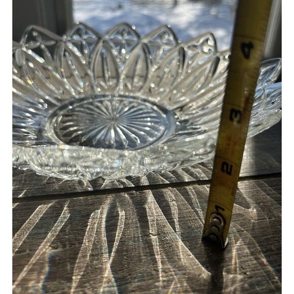 Vintage Federal Glass Petal Pattern Clear Glass Serving Bowl & Platter Flower - Picture 12 of 16